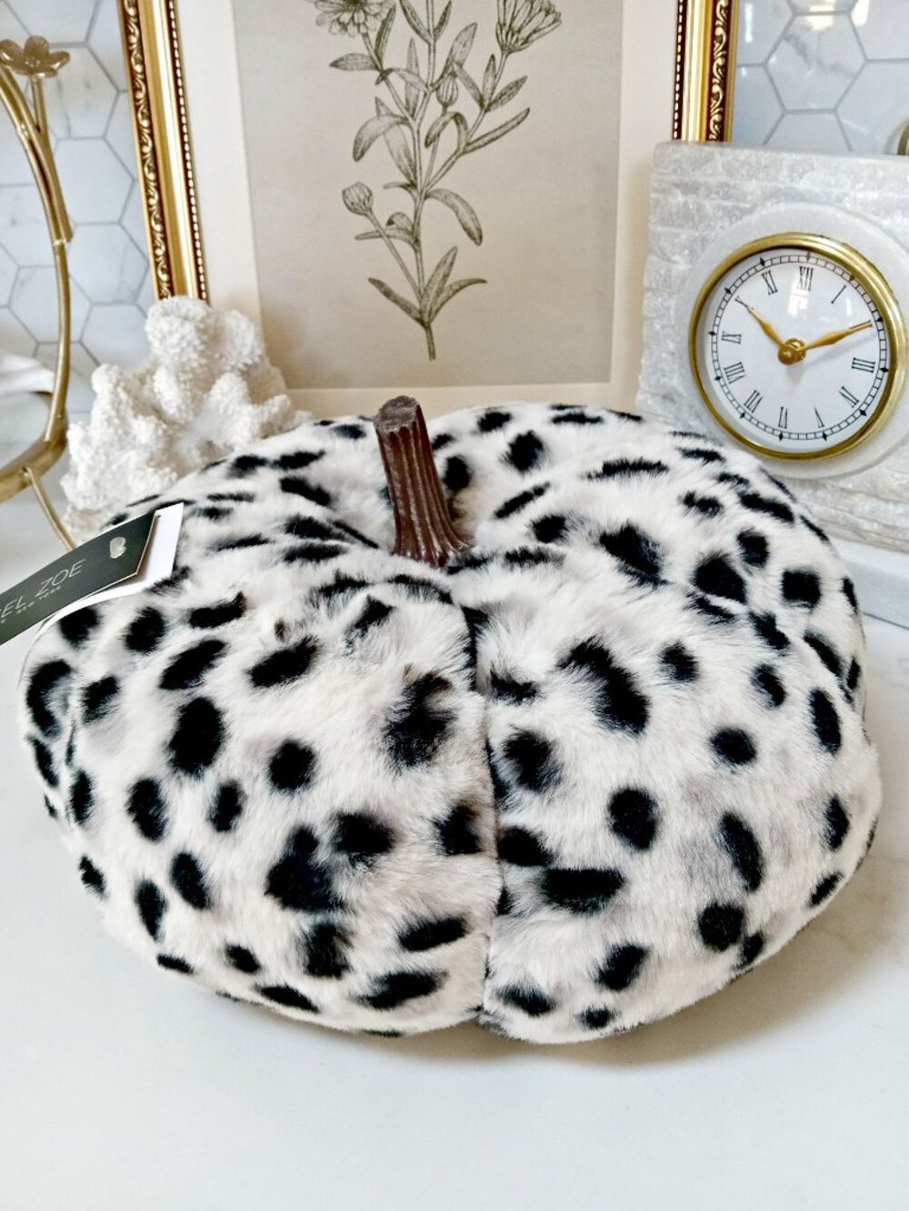 NEW! RACHEL ZOE PLUSH SNOW LEOPARD PRINT 11" PUMPKIN
